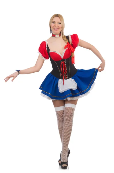 Mujer camarera en concepto oktoberfest — Foto de Stock