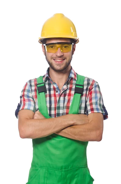 Trabajador industrial aislado en el fondo blanco — Foto de Stock