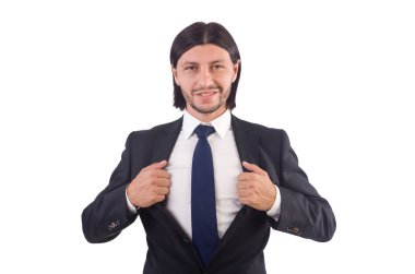 Genç işadamı beyaz arka planda izole edilmiş