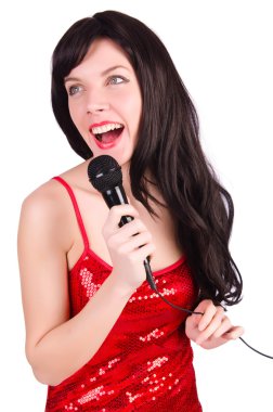 Kırmızı elbiseli kadın.