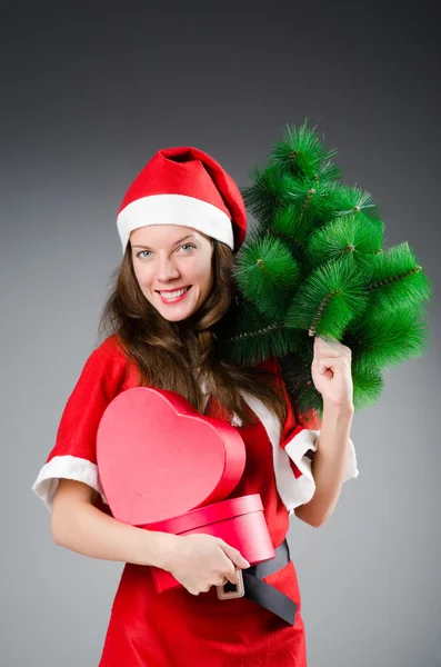 Neve santa menina no conceito de Natal — Fotografia de Stock