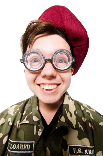 Funny soldier in military concept — Stock Photo, Image