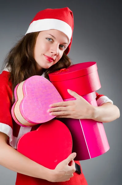 Neve Santa ragazza nel concetto di Natale — Foto Stock