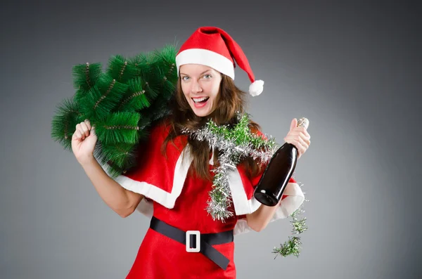 Neve santa menina no conceito de Natal — Fotografia de Stock