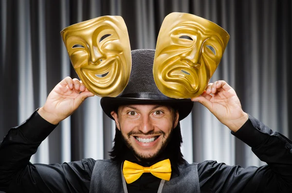 Grappig concept met theatraal masker — Stockfoto