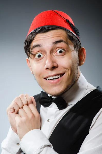 Man wearing traditional turkish hat fez — Stock Photo, Image