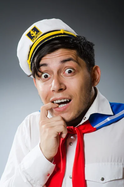 Funny captain sailor wearing hat — Stock Photo, Image