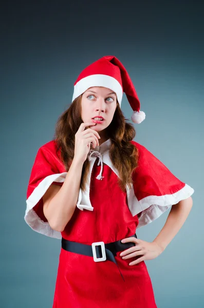 Snow santa girl in christmas concept — Stock Photo, Image