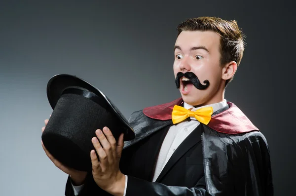 Funny magician with hat — Stock Photo, Image