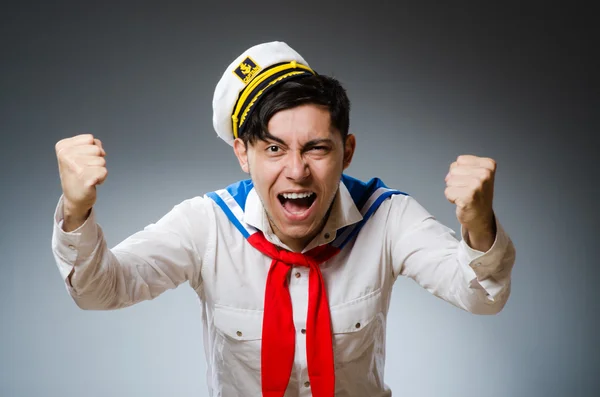 Funny capitán marinero con sombrero —  Fotos de Stock