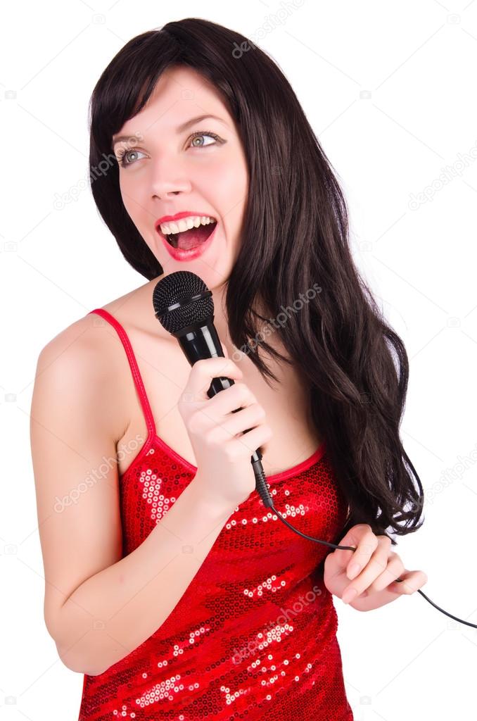 Woman in red dress