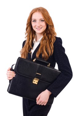 İş dünyasındaki kadın iş kadını beyazlar içinde izole edilmiş