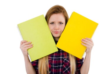 genç bir öğrenci kitapları ile