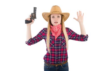 Kovboy kız kadın silahla