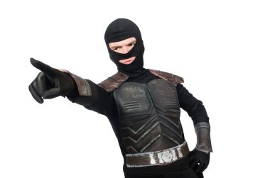 Beyaz arka planda izole edilmiş komik ninja.