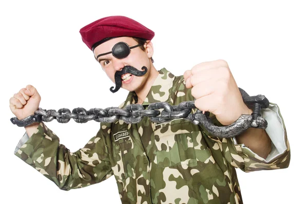 Lustiger Soldat im militärischen Konzept — Stockfoto