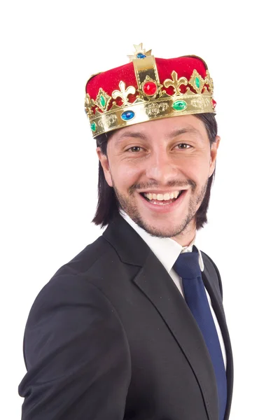 Koning zakenman geïsoleerd op de witte — Stockfoto