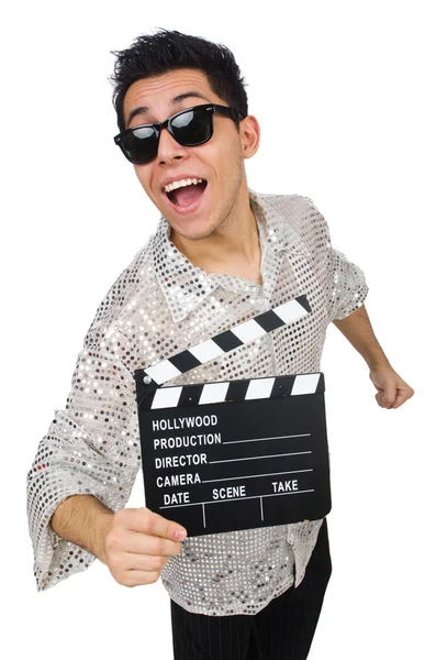 Hombre con película clapperboard —  Fotos de Stock