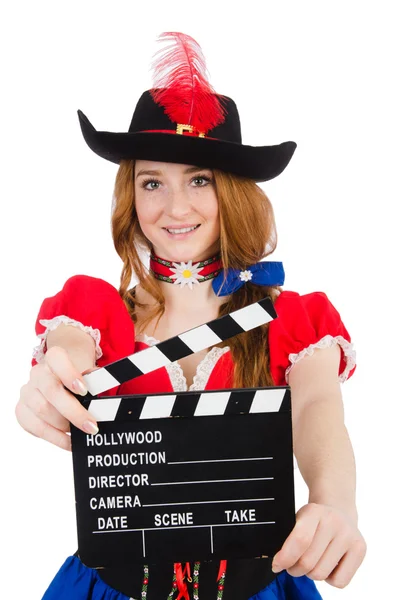 Mujer pirata con tablero de cine —  Fotos de Stock