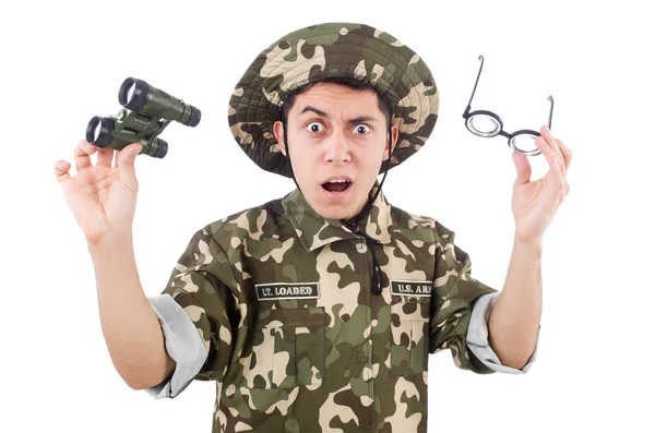 Soldado divertido en concepto militar — Foto de Stock