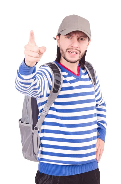 Jovem estudante isolado no fundo branco — Fotografia de Stock