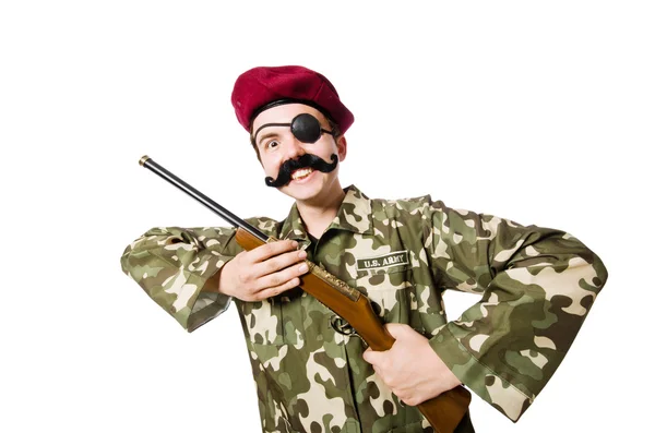 Lustiger Soldat im militärischen Konzept — Stockfoto