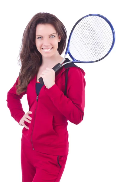 Женщина в красном костюме в спортивной концепции — стоковое фото