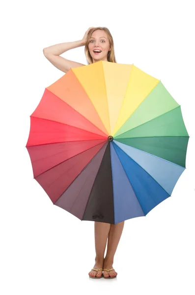 Nainen sateenvarjon kanssa — kuvapankkivalokuva