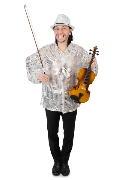 Funny man with violin — Stock Photo, Image