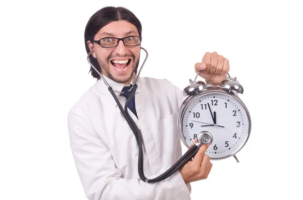 Člověčí doktor s hodinami — Stock fotografie