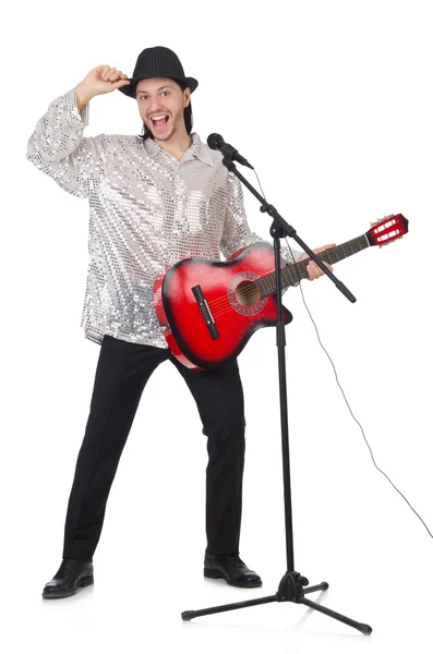 Man playing guitar and singing — Stock Photo, Image