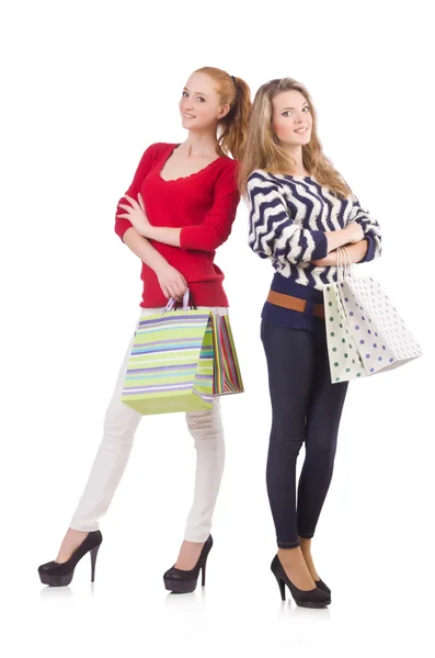 Přátelé s nákupními taškami — Stock fotografie