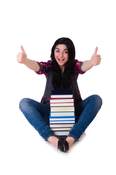 Jovem estudante com livros — Fotografia de Stock