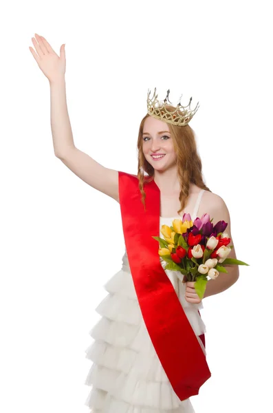 Beauty contest winner isolated on the white — Stock Photo, Image