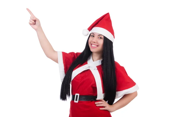 Nieve niña santa en el concepto de Navidad aislado en blanco —  Fotos de Stock