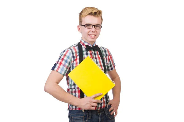 Jonge student geïsoleerd op de witte achtergrond — Stockfoto