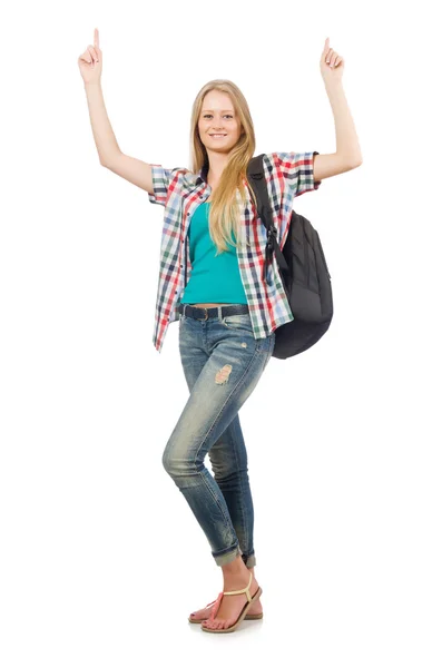 Mujer con mochila — Foto de Stock