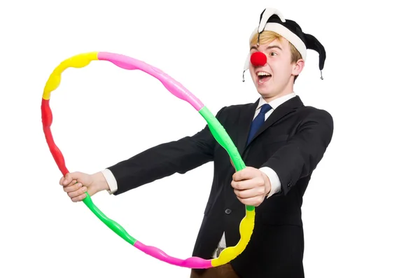 Businessman clown in funny concept isolated on white — Stock Photo, Image