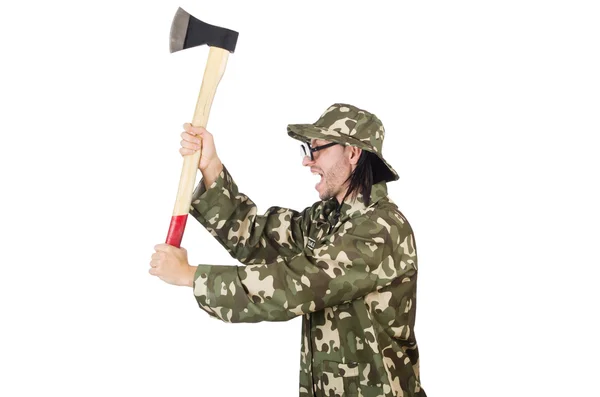 Funny soldier in military concept — Stock Photo, Image