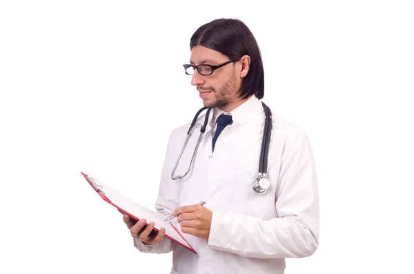 Joven médico masculino aislado en blanco —  Fotos de Stock