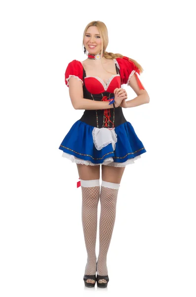 Mujer camarera en concepto oktoberfest — Foto de Stock