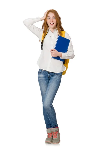 Junge Studentin isoliert auf weiß — Stockfoto