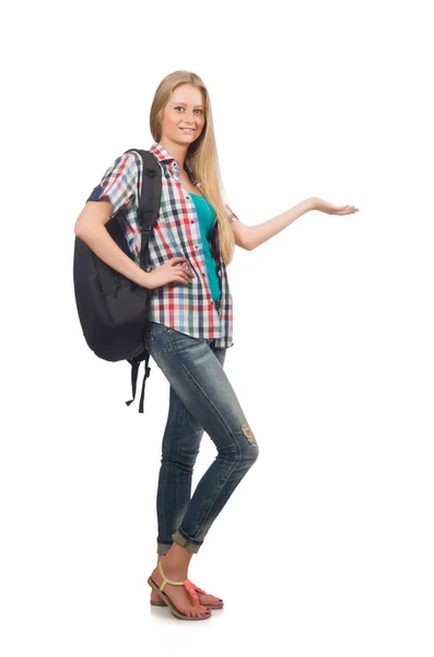 Ung student whith ryggsäck — Stockfoto