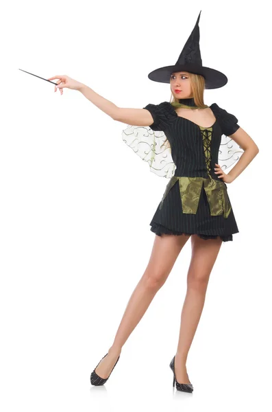 Woman magician doing her tricks with wand — Stock Photo, Image