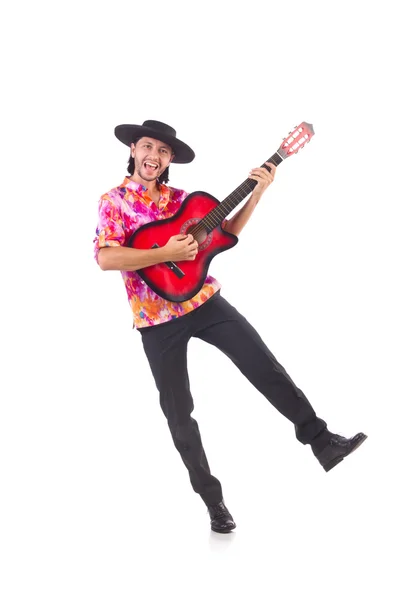 Man bär sombrero med gitarr — Stockfoto