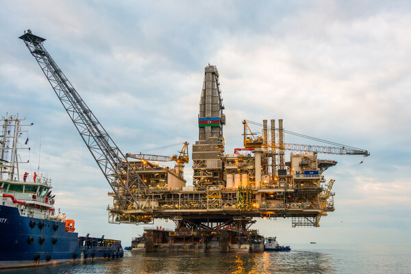 Oil rig platform in the calm sea
