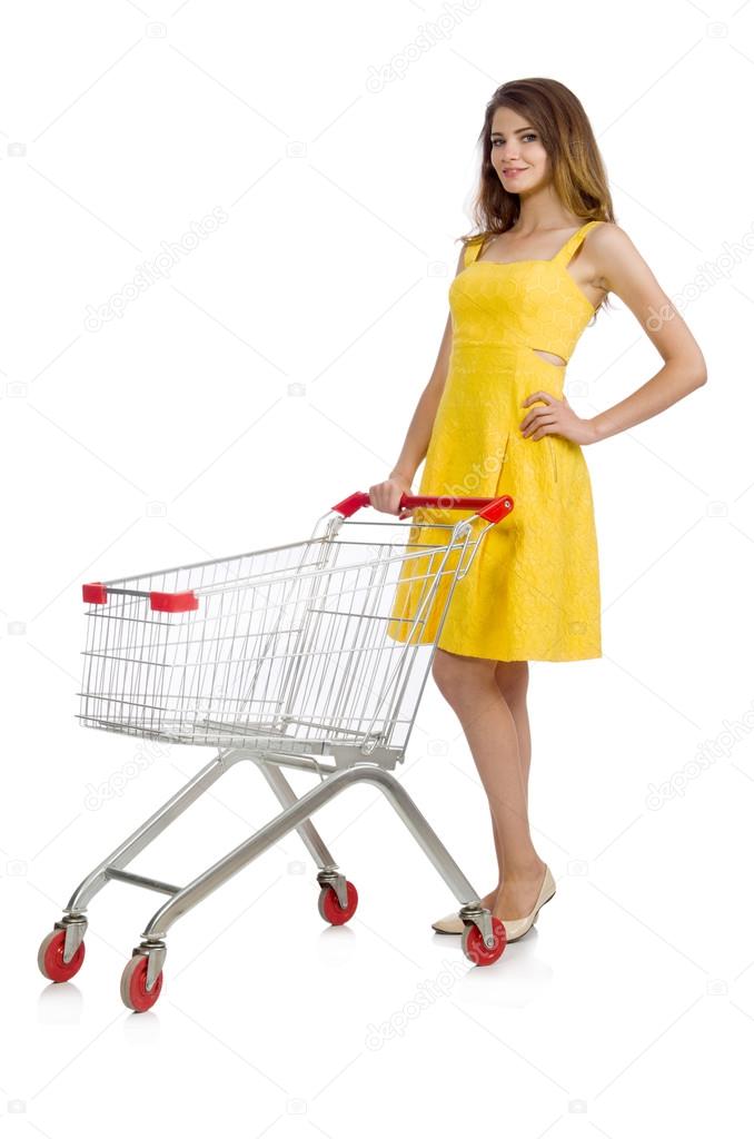 Woman with shopping trolley