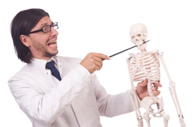 İskeleti beyaz olan komik öğretmen.