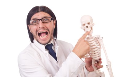 İskeleti beyaz olan komik öğretmen.