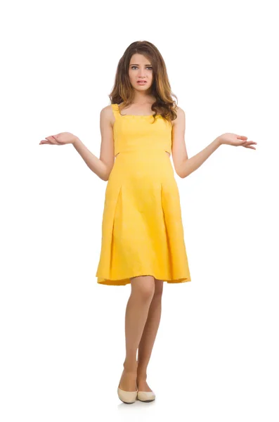 Sarı elbiseli kadın — Stok fotoğraf